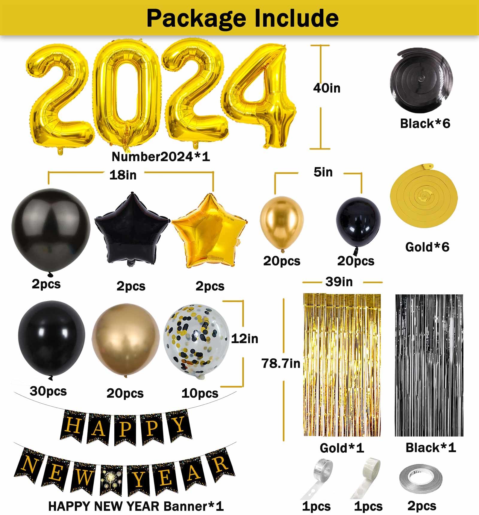 Amazon.co.jp: New Years Eve Party Supplies 2024 キット - 125個